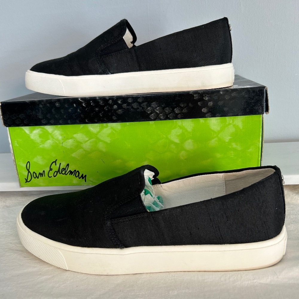 Sam Edelman | New | Elton Slip on sneaker/loafer in silk | Size 8.5 | Black